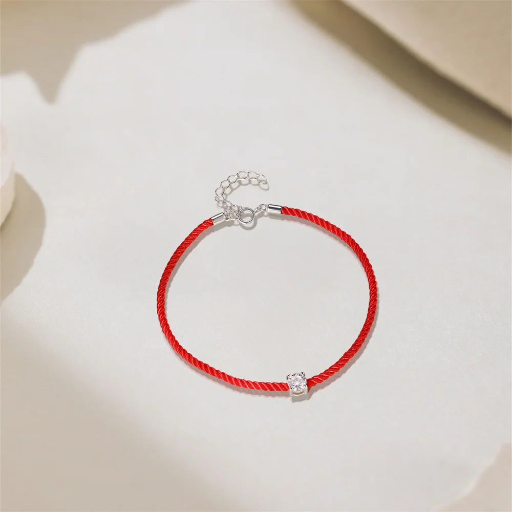 Red Cord Bracelet – Moissanite Sparkle