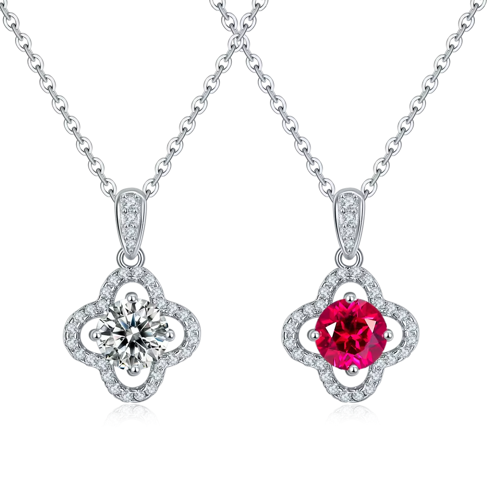 Moissanite and Ruby Necklace