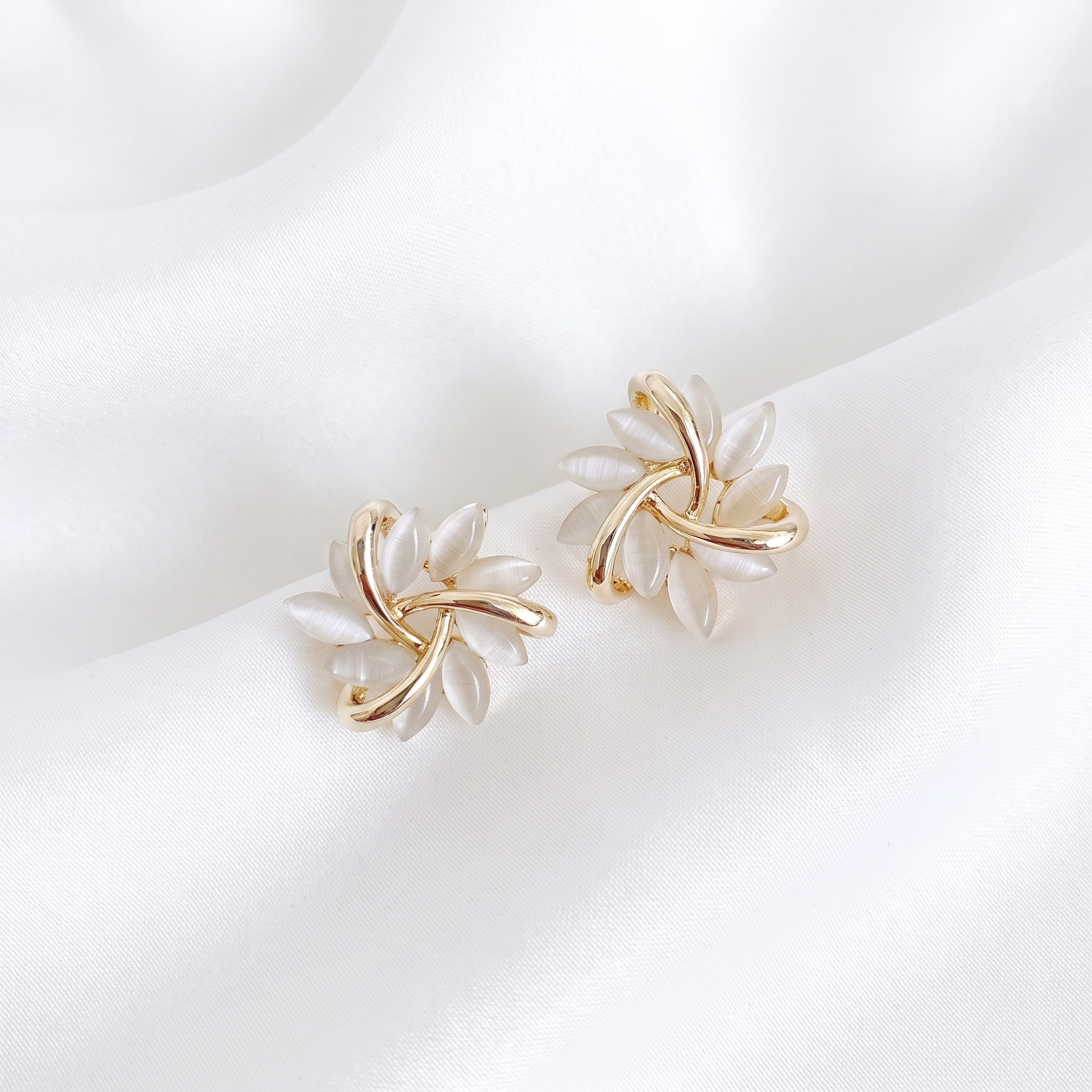 White Opal Floral Earrings