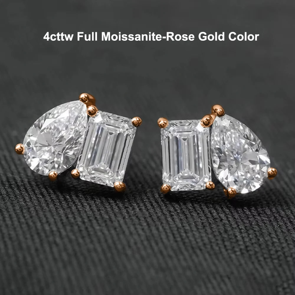 Emerald & Pear Moissanite Earrings